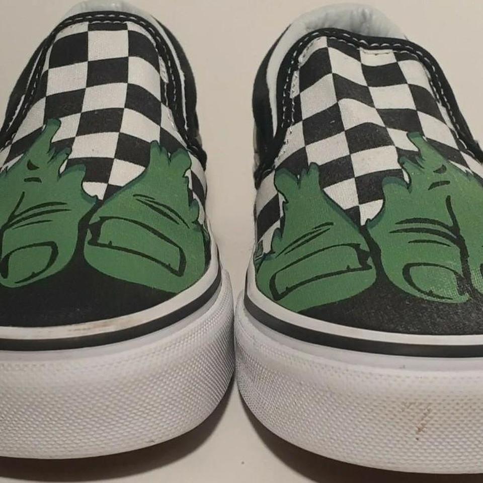 Vans Marvel Incredible Hulk Checkerboard Slip On. Depop