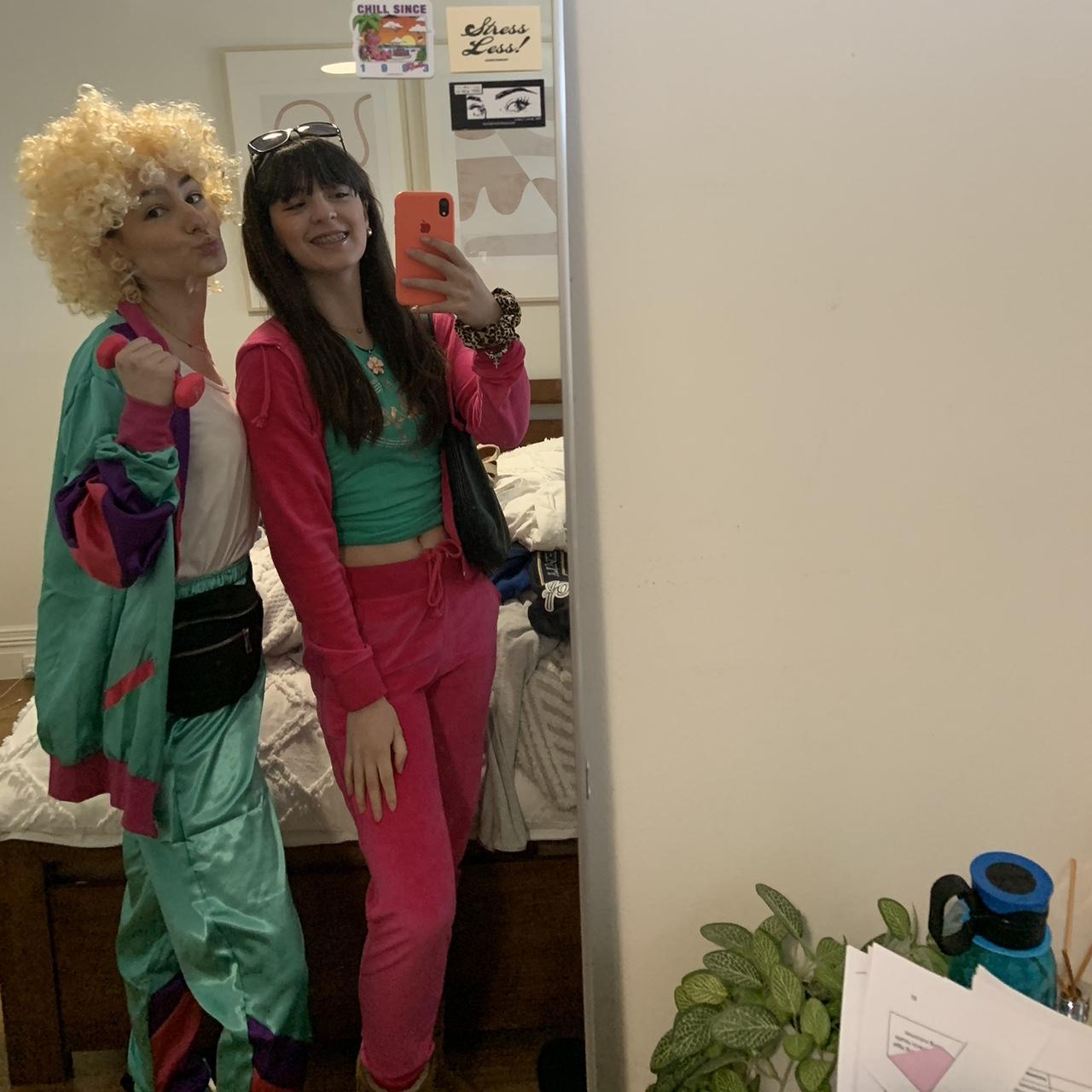 pink velour pant and jacket set size xs only... Depop