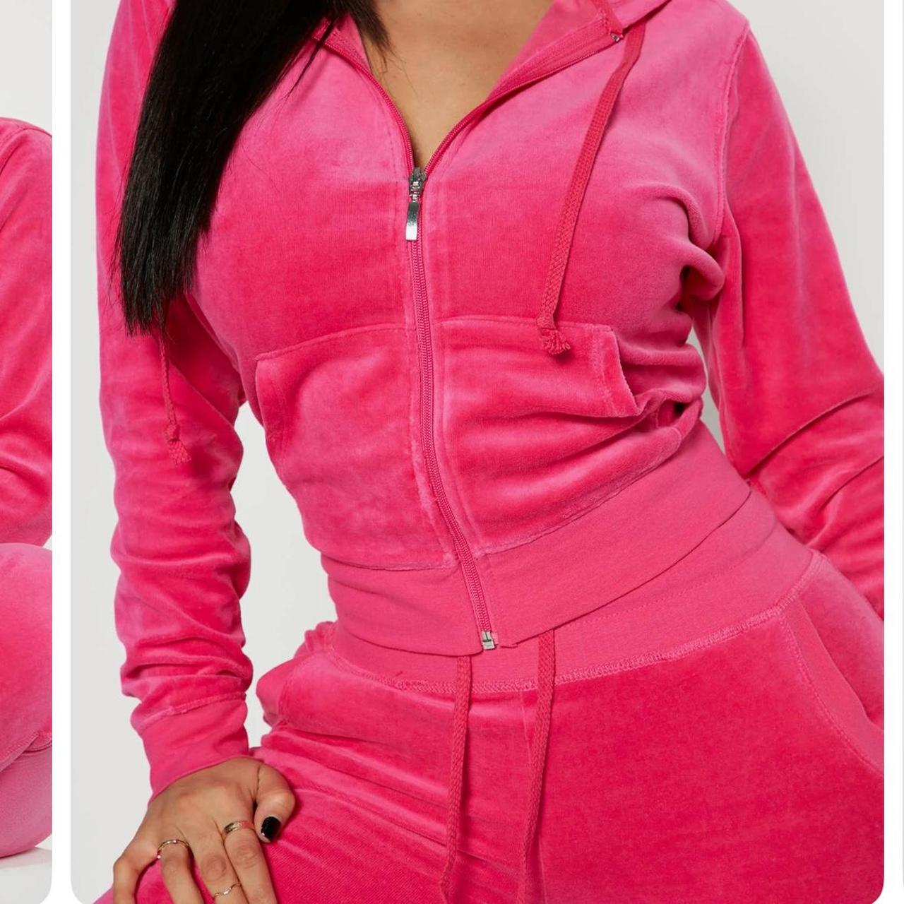 pink velour pant and jacket set size xs only... Depop