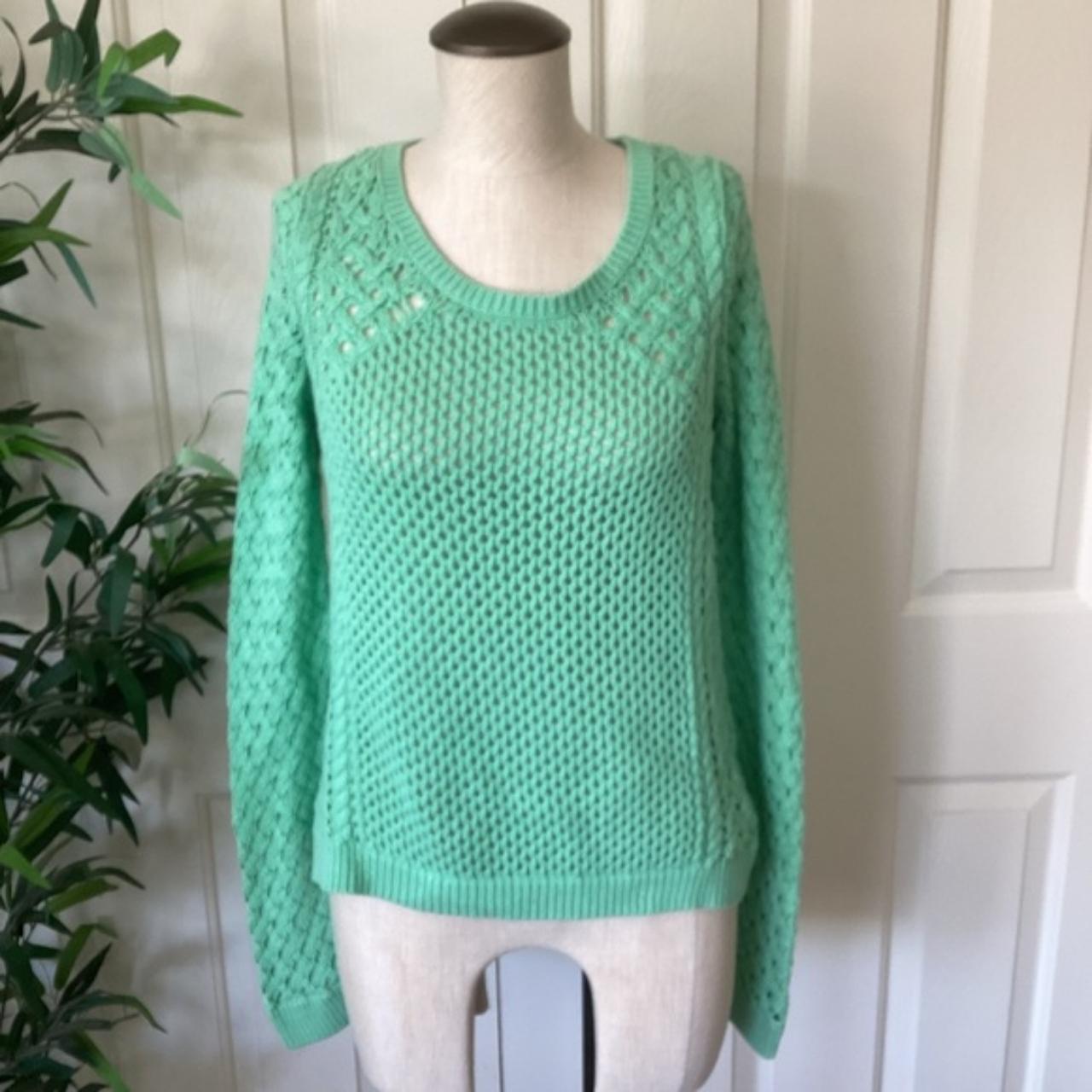 Anthropologie Moth M Mint Green Open Knit Sweater.... - Depop