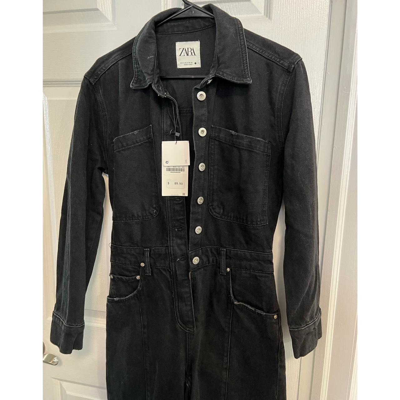 ZARA Black Denim Jumpsuit. Brand new with tags and... Depop