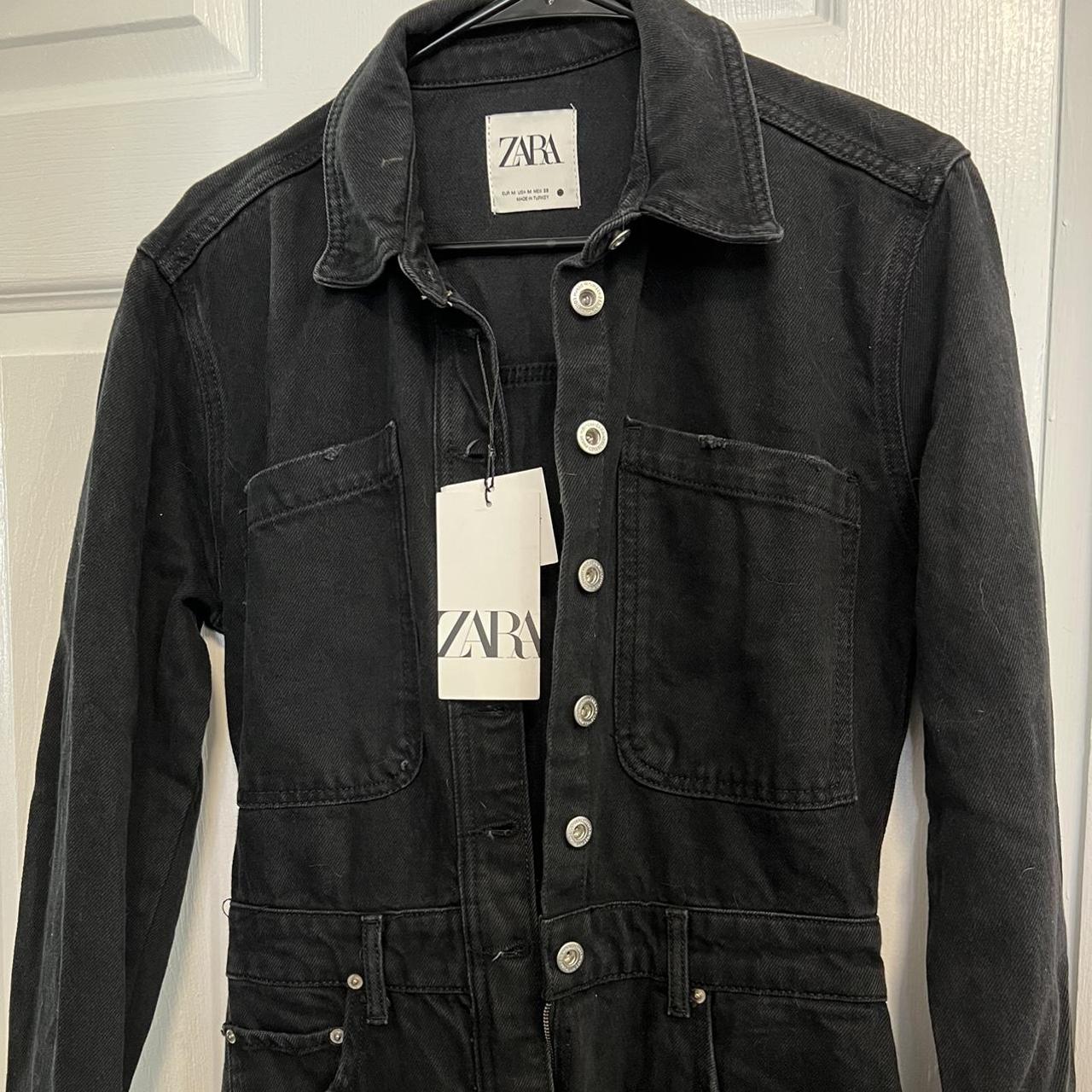 ZARA Black Denim Jumpsuit. Brand new with tags and... Depop