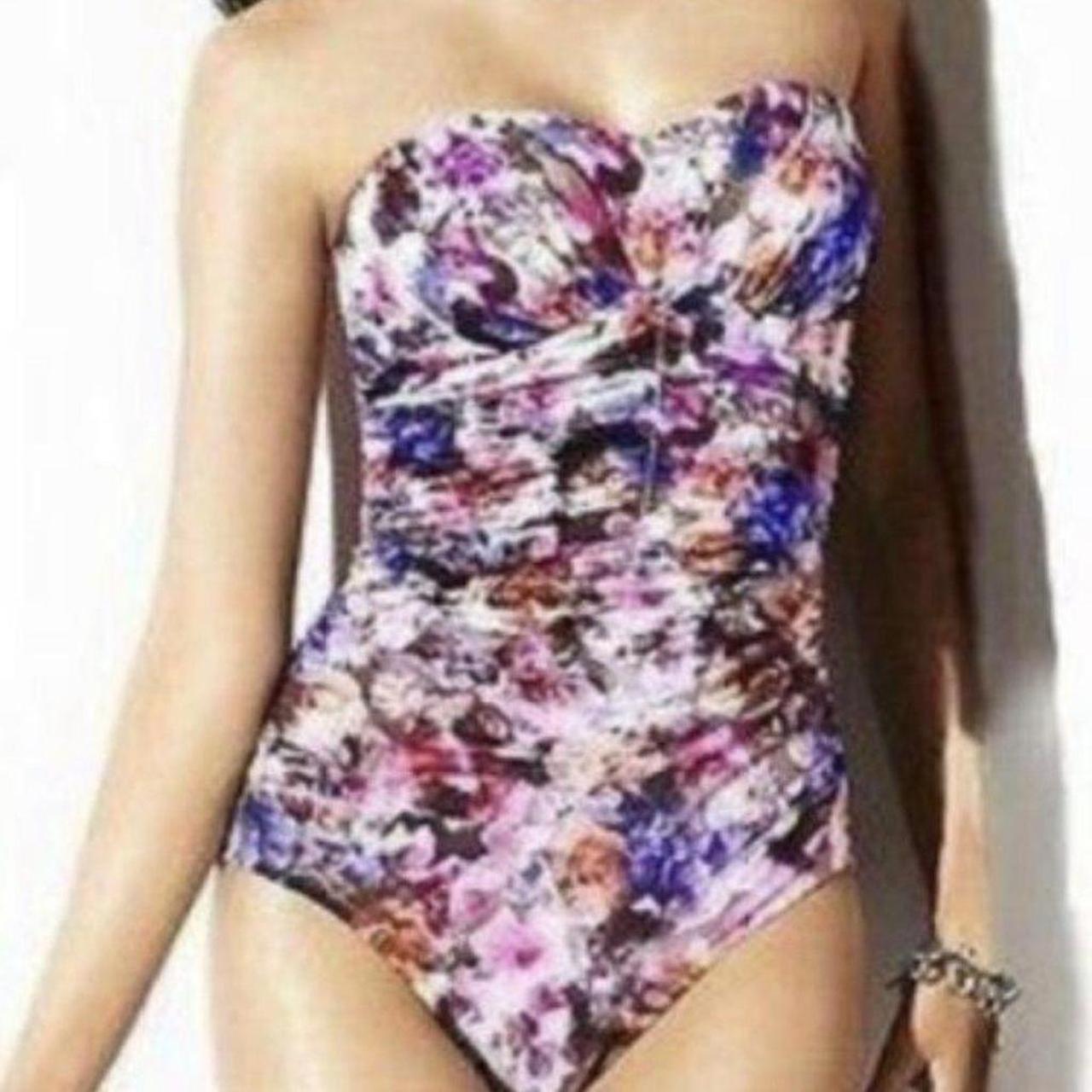 Badgley Mischka 1 Pc Swimsuit Size 4 Purple Depop