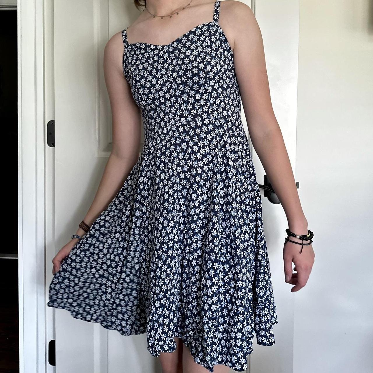 Blue floral dress old on sale navy