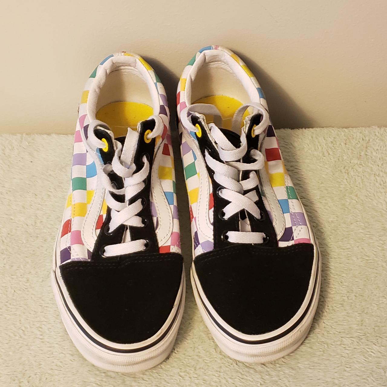 Rainbow checkered vans for women best sale