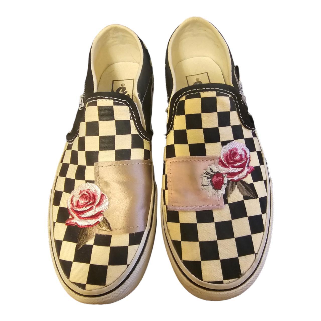 Vans Asher Womens Patchwork Check Rose Slip On... - Depop