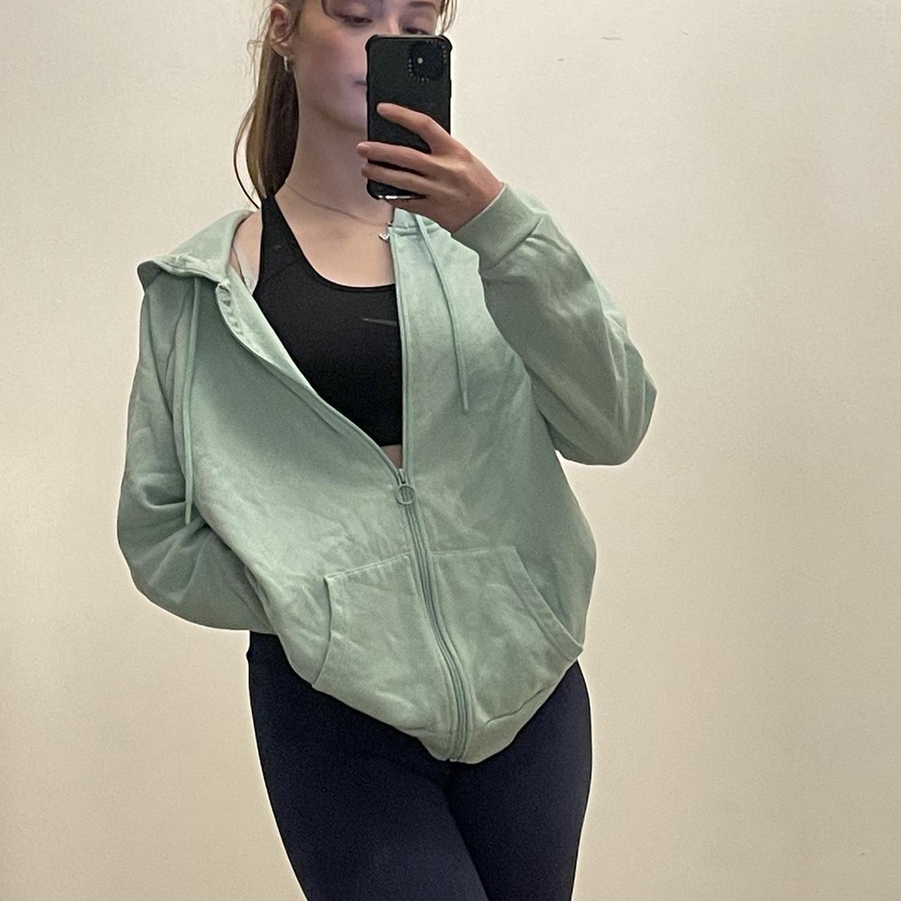 Mint green zip up hoodie Depop