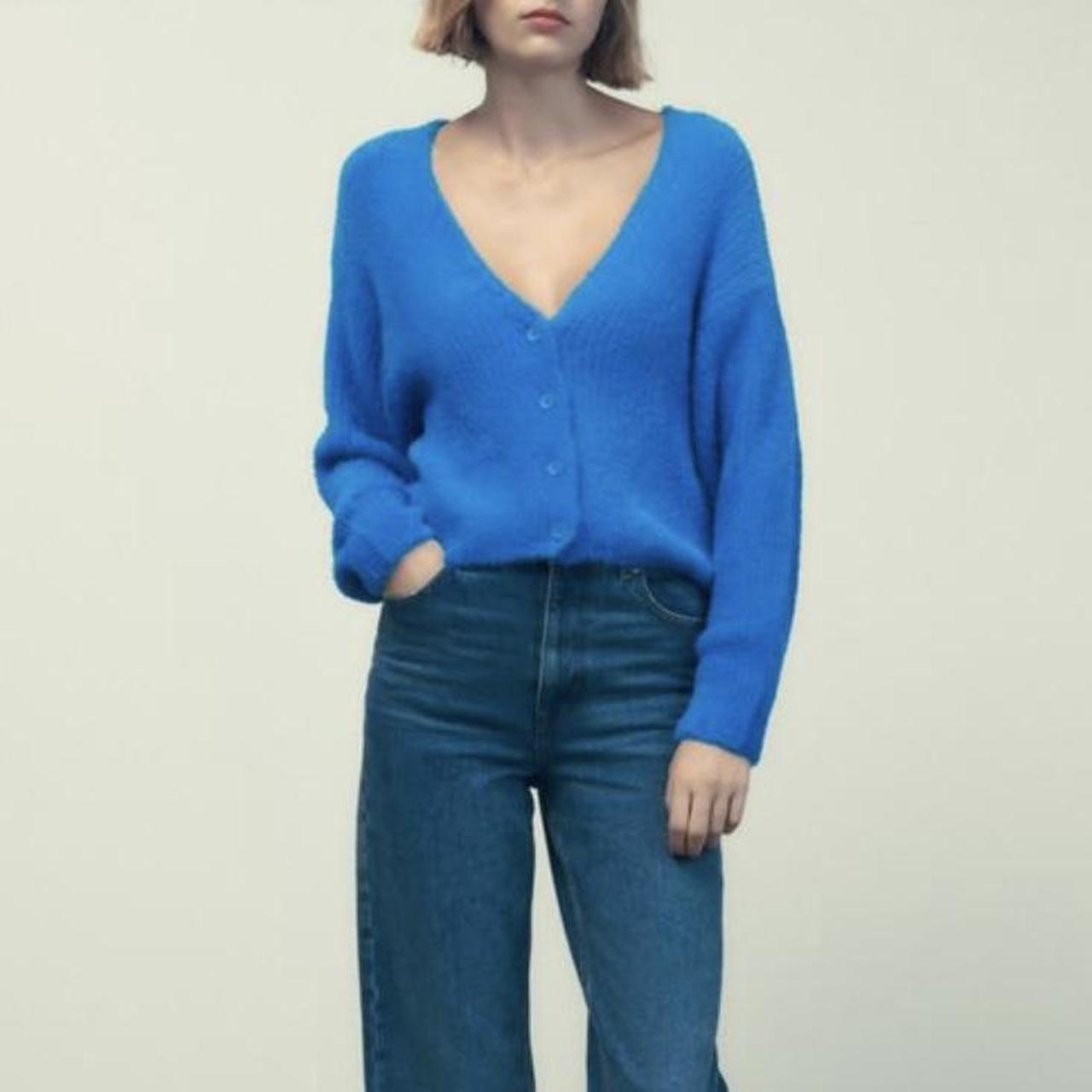 Cardigan Sweaters Zara Fluffy Cardigan Zara Blue Fluffy Cardigan - Main Image