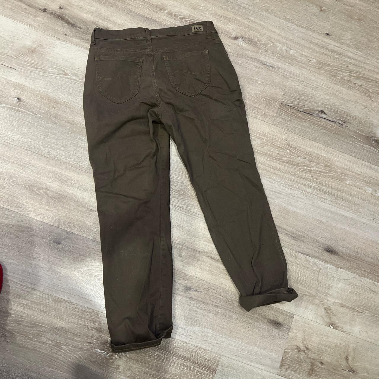 Lee Relaxed Fit Straight Leg Mid Rise Brown Pants Depop