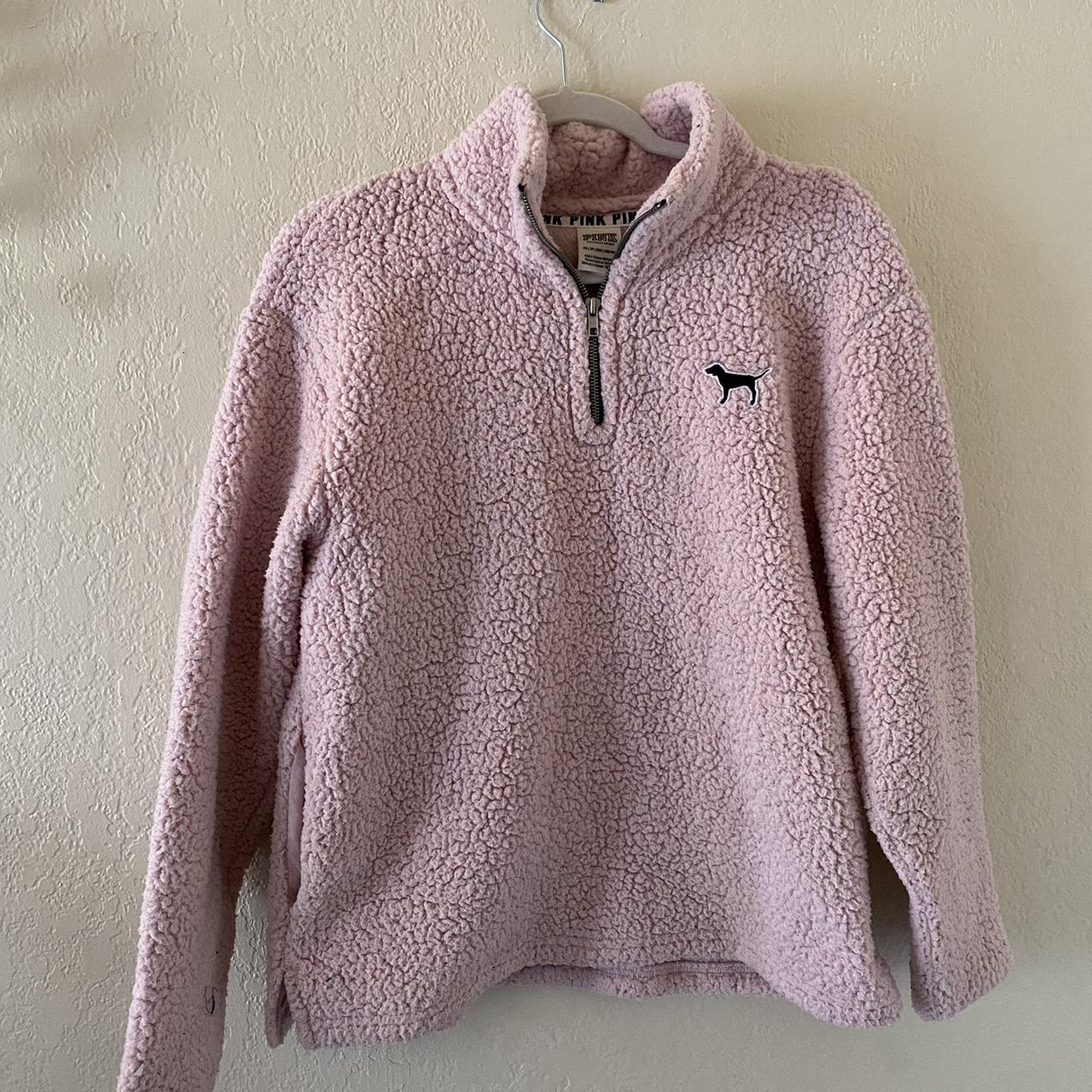 Pink Sherpa Quarter Zip Up. Super Cute And Soft - Depop