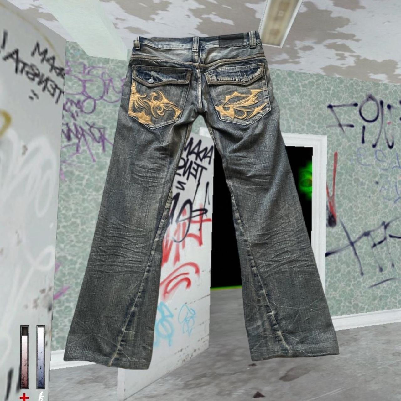 Tornado mart flared jeans Rly sick gray wash Size... - Depop