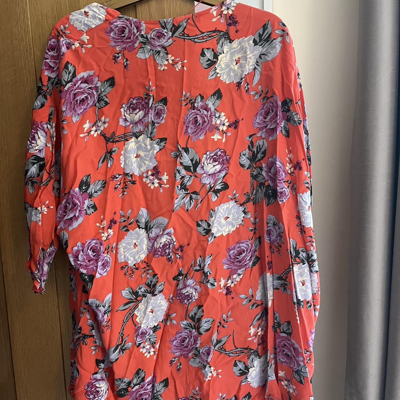 Oasis Women's Pink and Orange Top Depop