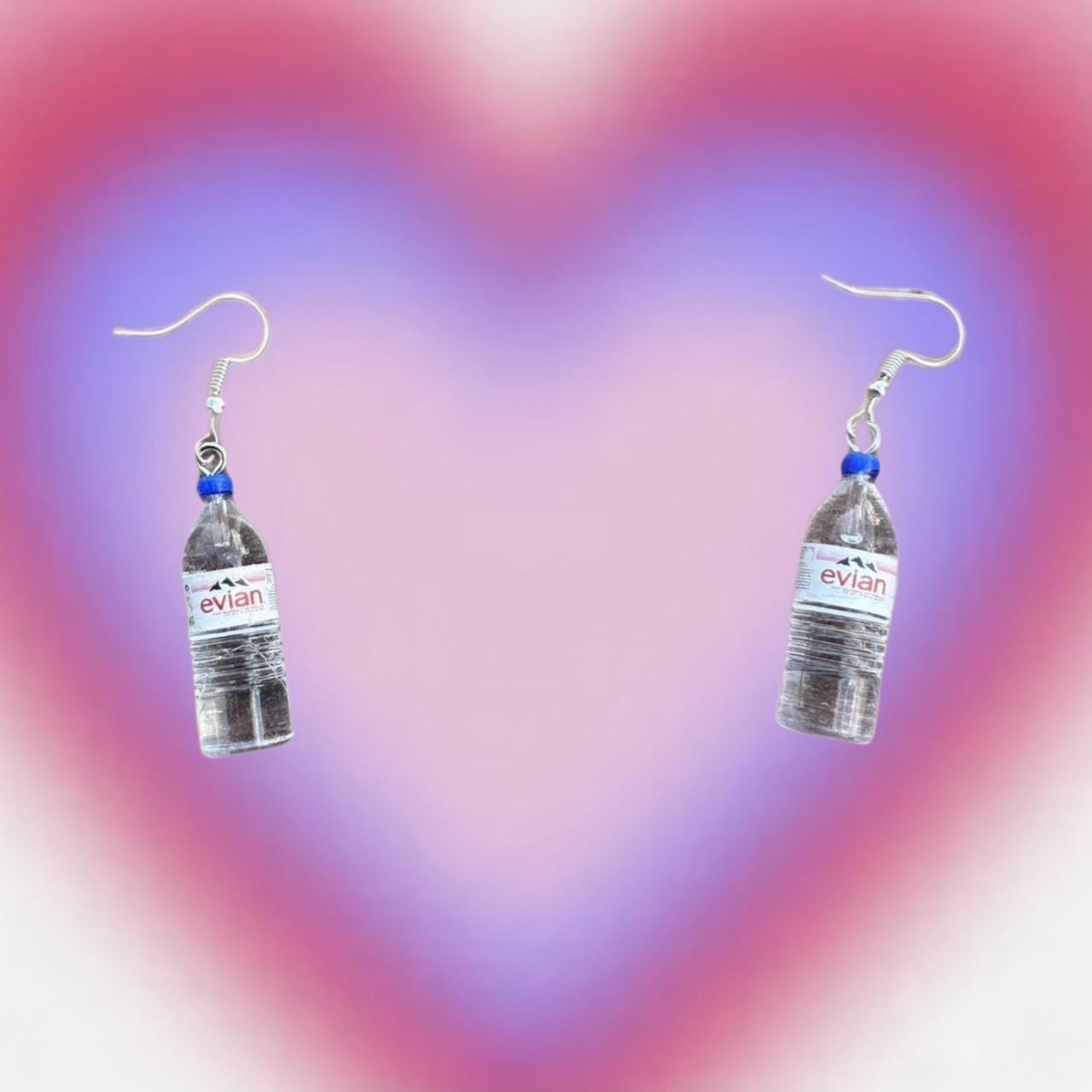 evian water bottle earrings. they're so cute and... Depop