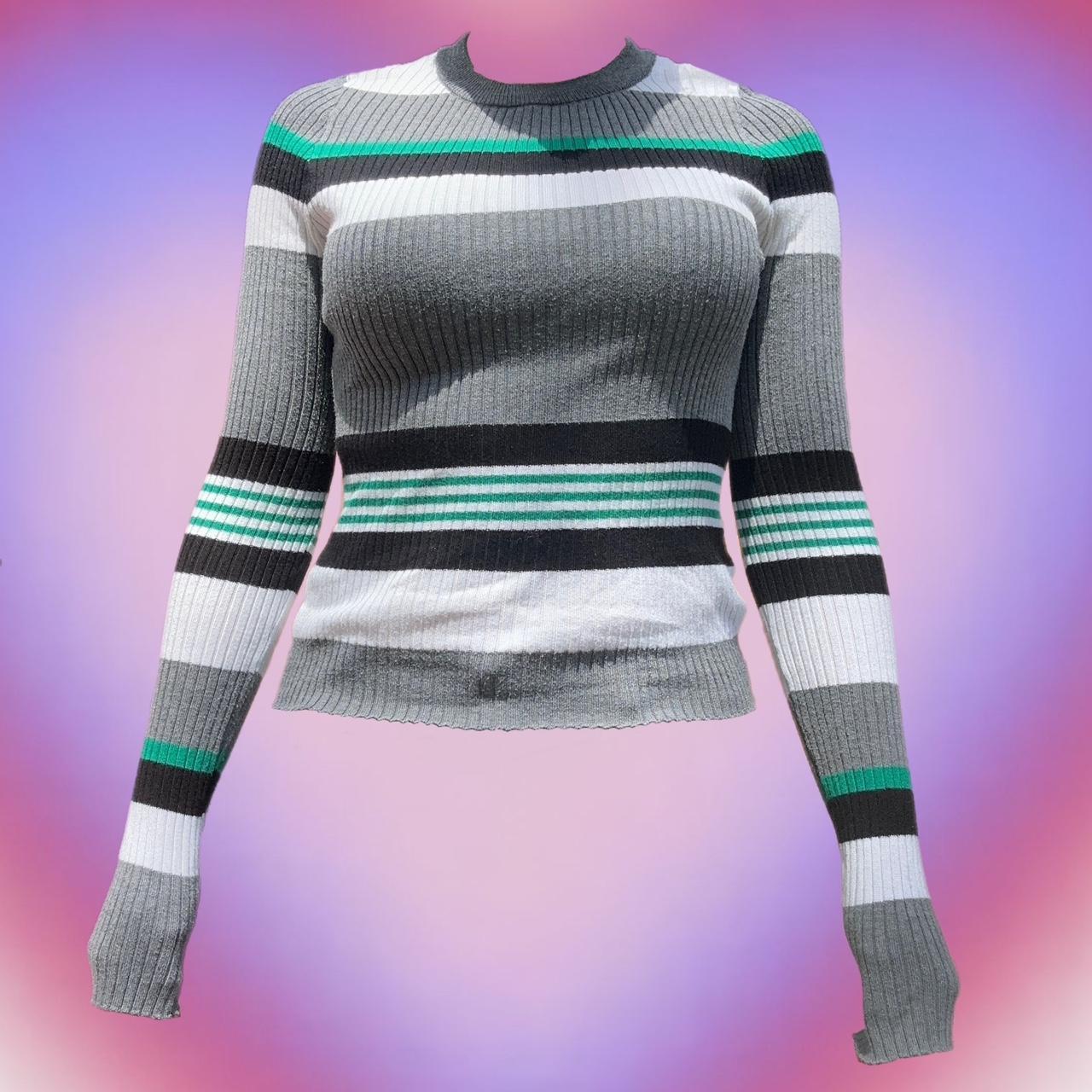 Pink rose striped sweater hotsell