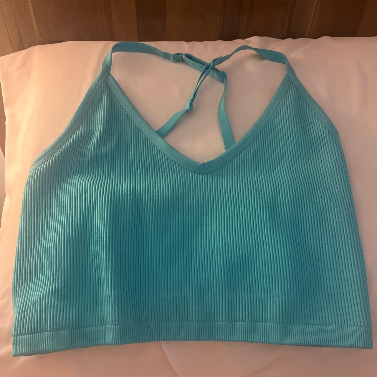 xl neon blue aerie cross back athletic tank top - Depop