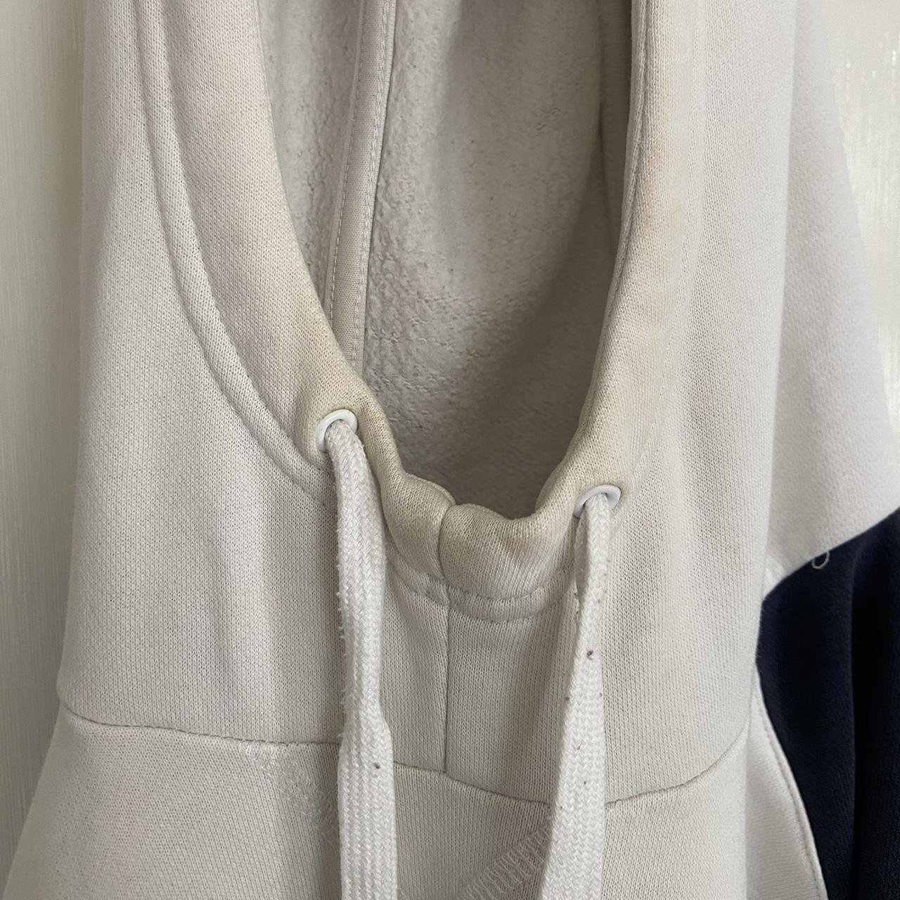 Vintage Adidas white and blue hoodie Shown on size... - Depop