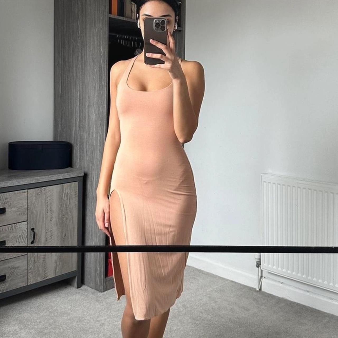 Oh Polly TRUE TO FORM Keyhole Back Halter Midi Dress... Depop