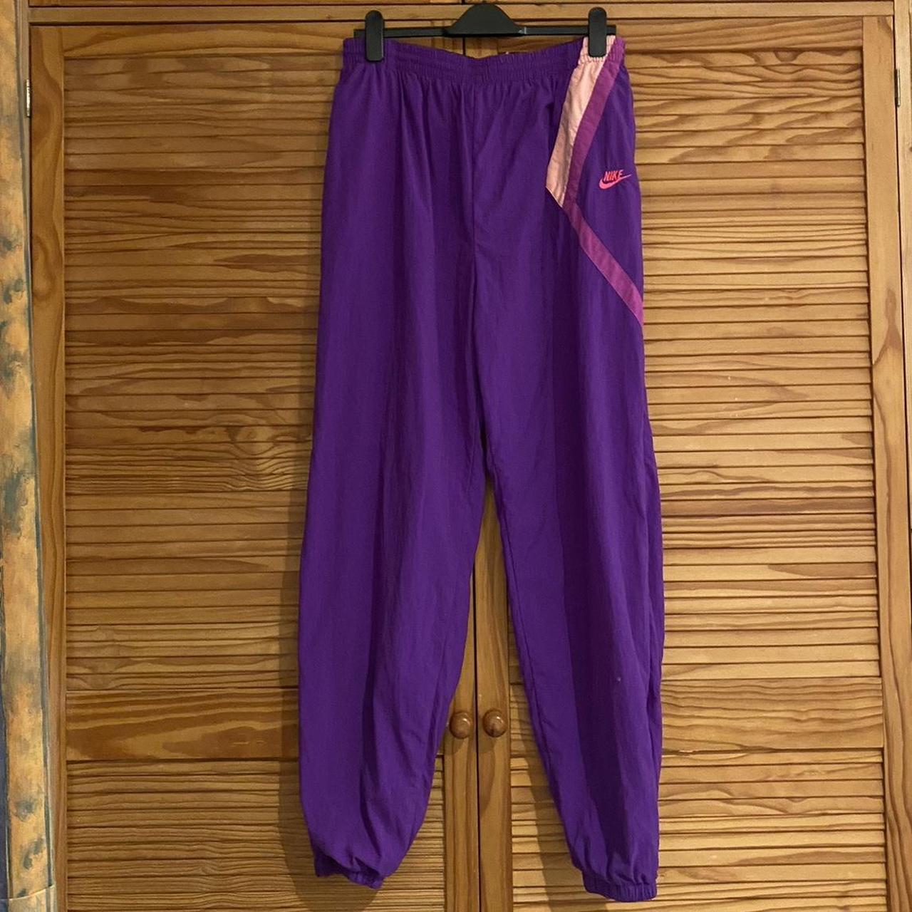 Vintage purple Nike nylon track pants . Size - Depop