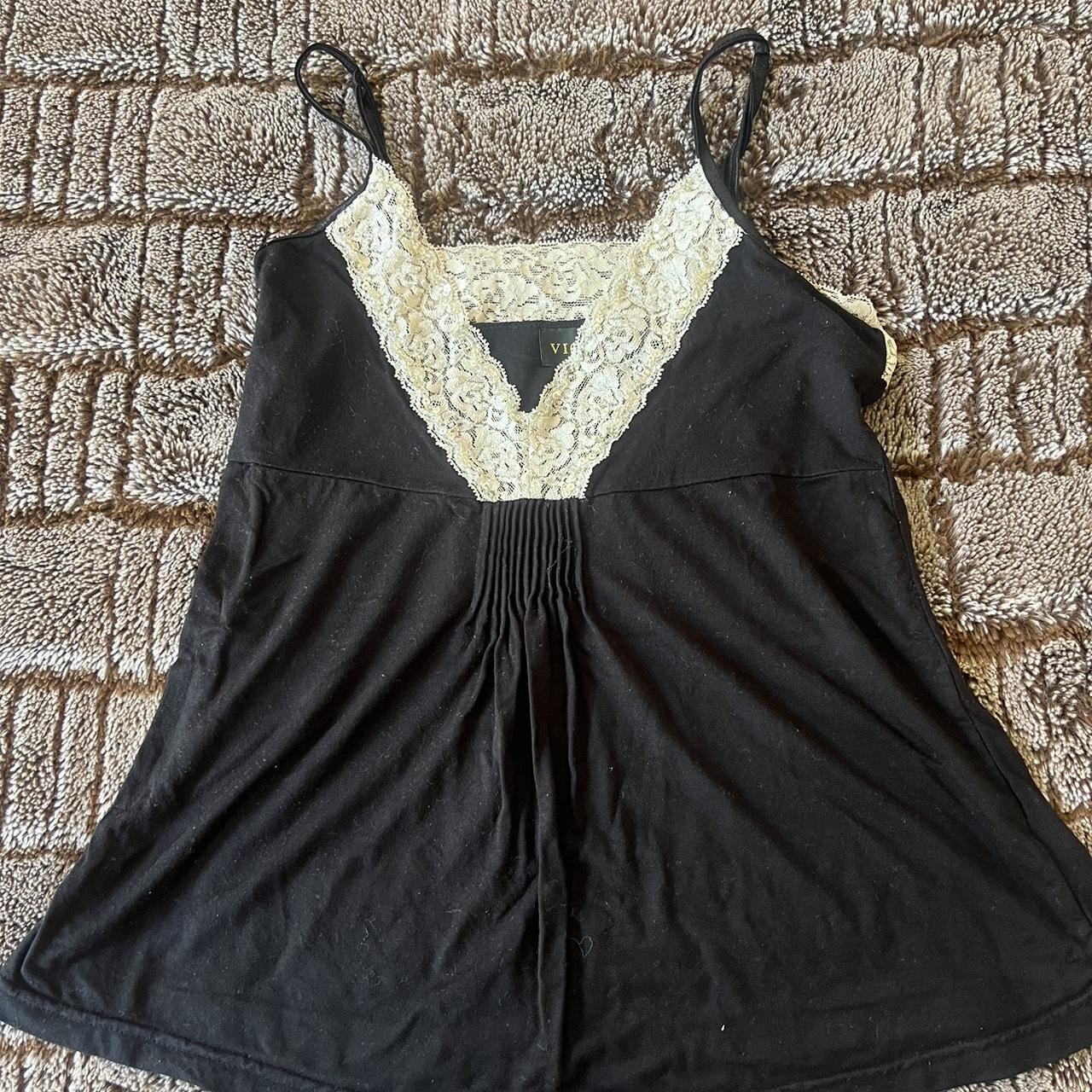 Victoria Secret black cami, lace trim with some... - Depop