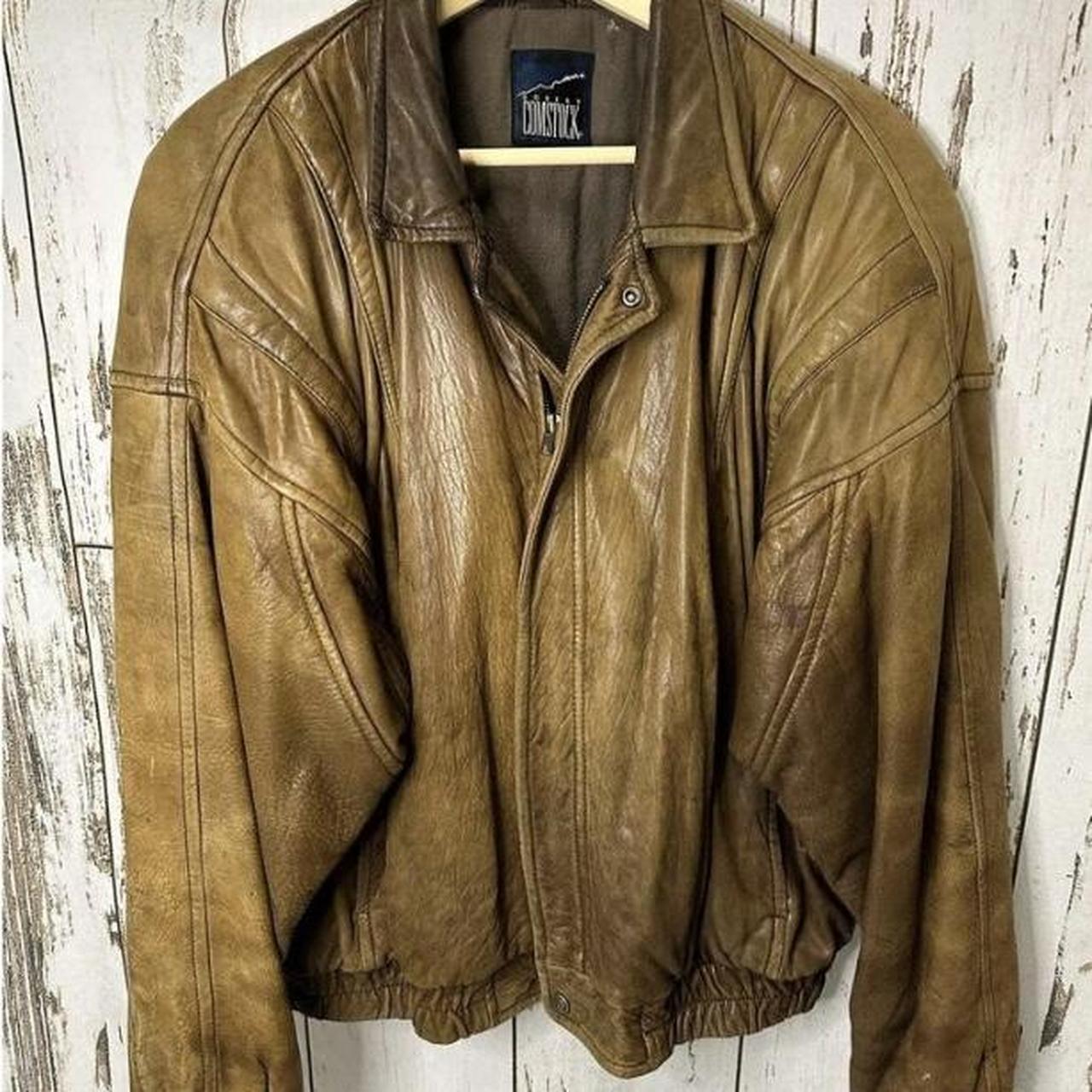 Robert Comstock, Brown Leather Bomber Jacket, Size:...