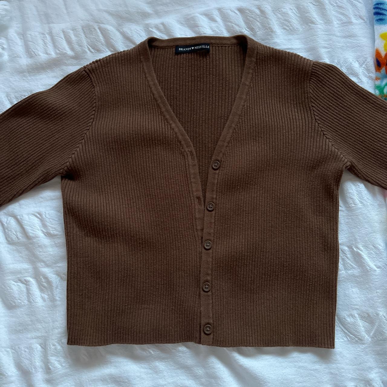 Brandy Melville brown ribbed cardigan brandy... Depop
