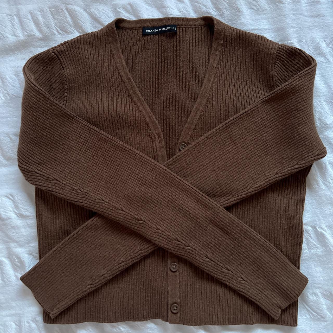 Brandy Melville brown ribbed cardigan brandy... Depop
