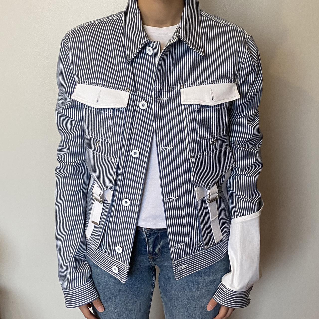 Striped denim hot sale jacket mens