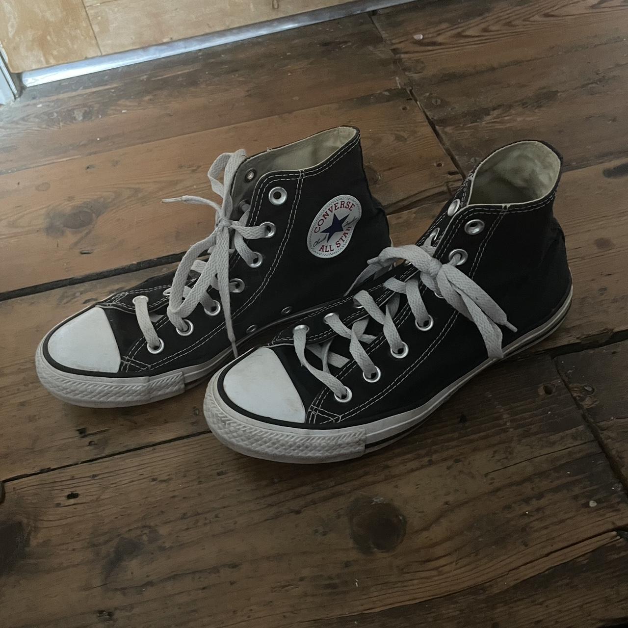 black high top converse in decent condition. Been... - Depop