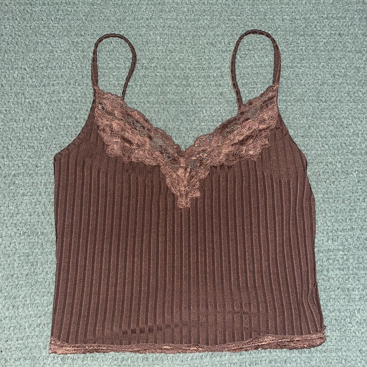 lace cami! size- s color- brown condition- lightly... - Depop