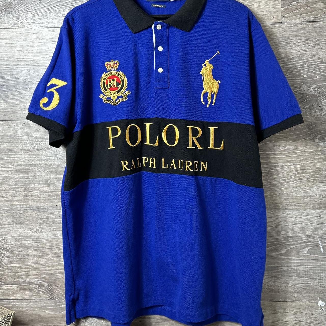 Polo Ralph Lauren Men's Blue and Black Poloshirts Depop