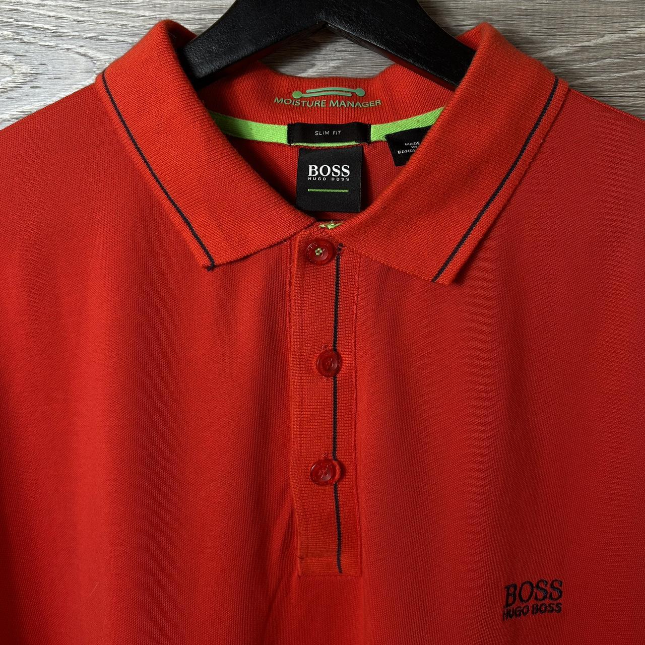 Hugo Boss Men's Red and Black Poloshirts Depop