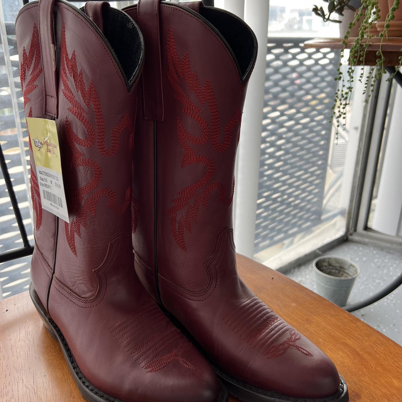 Ariat Women's Red and Burgundy Boots Depop