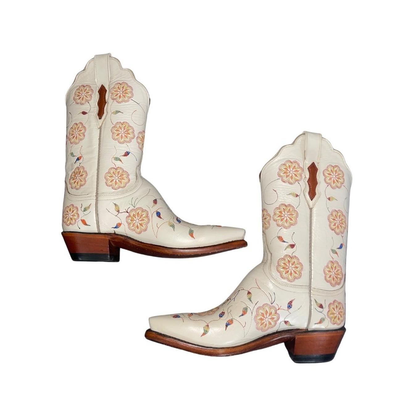 Lucchese Womens Cowboy Boots White Goat Leather