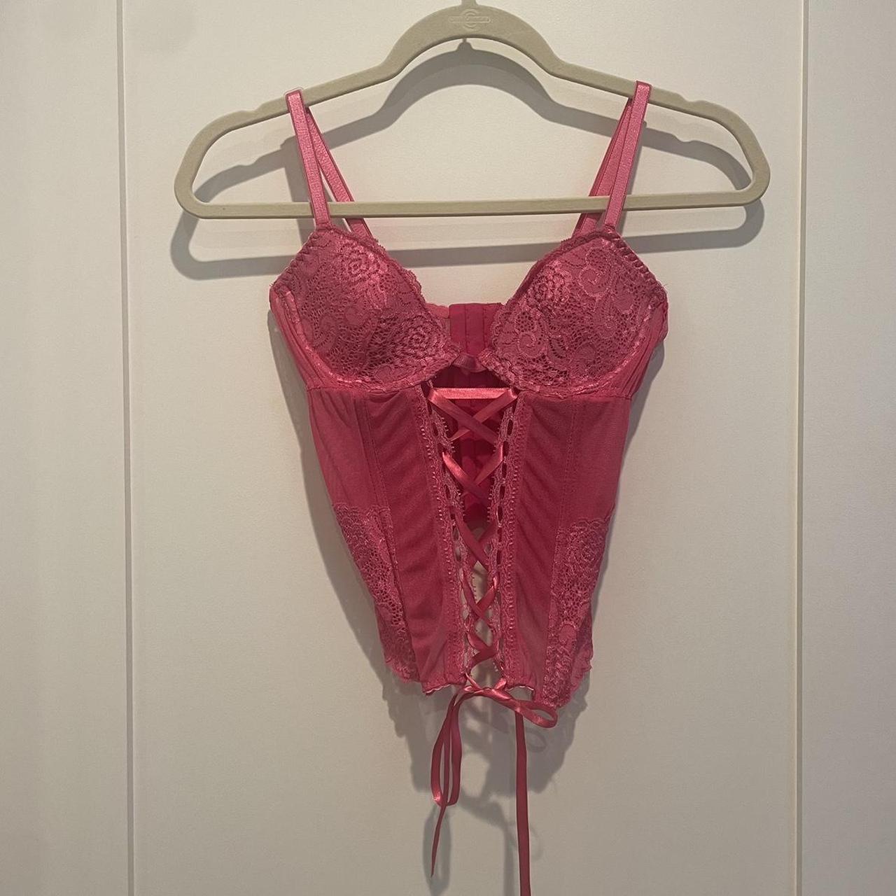 The Escanté Collection Hot Pink Lace Up Lace Corset... Depop