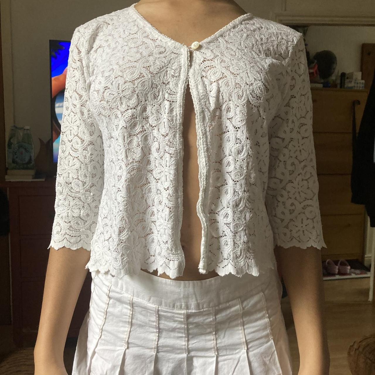 Short White Lace Cardigan