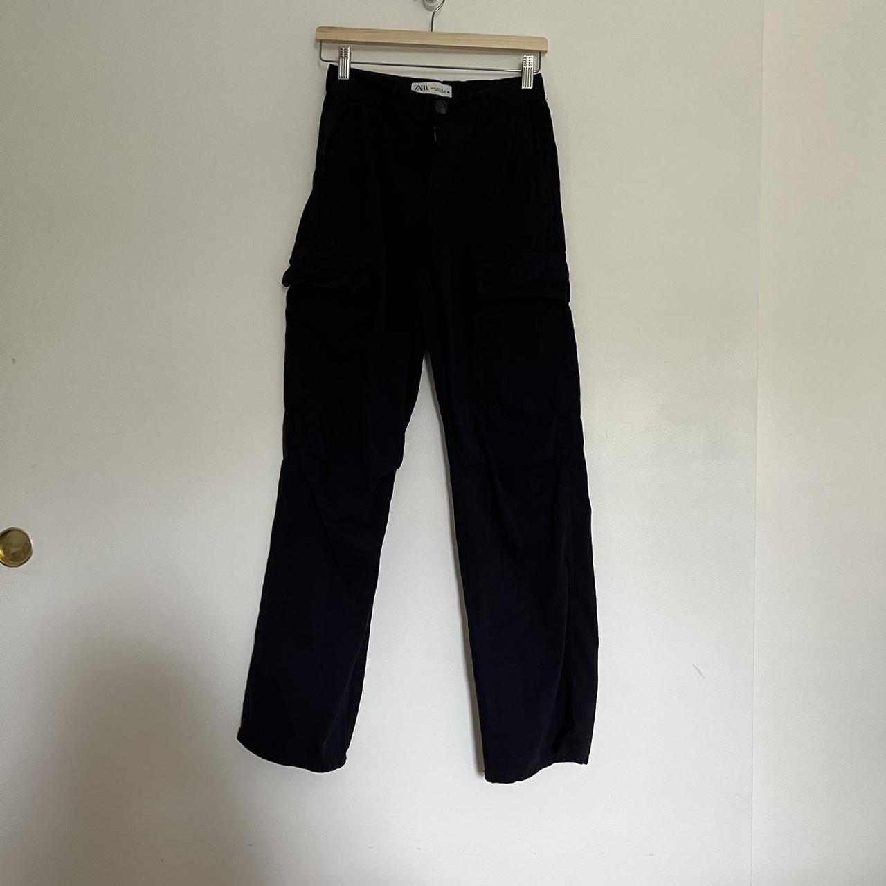 Zara Women's Navy Trousers | Depop