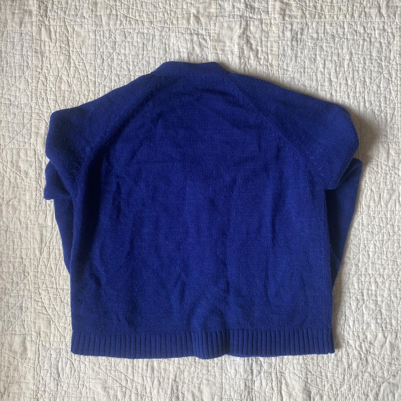 Vintage 60s/70s blue cable knit cardigan sweater... - Depop