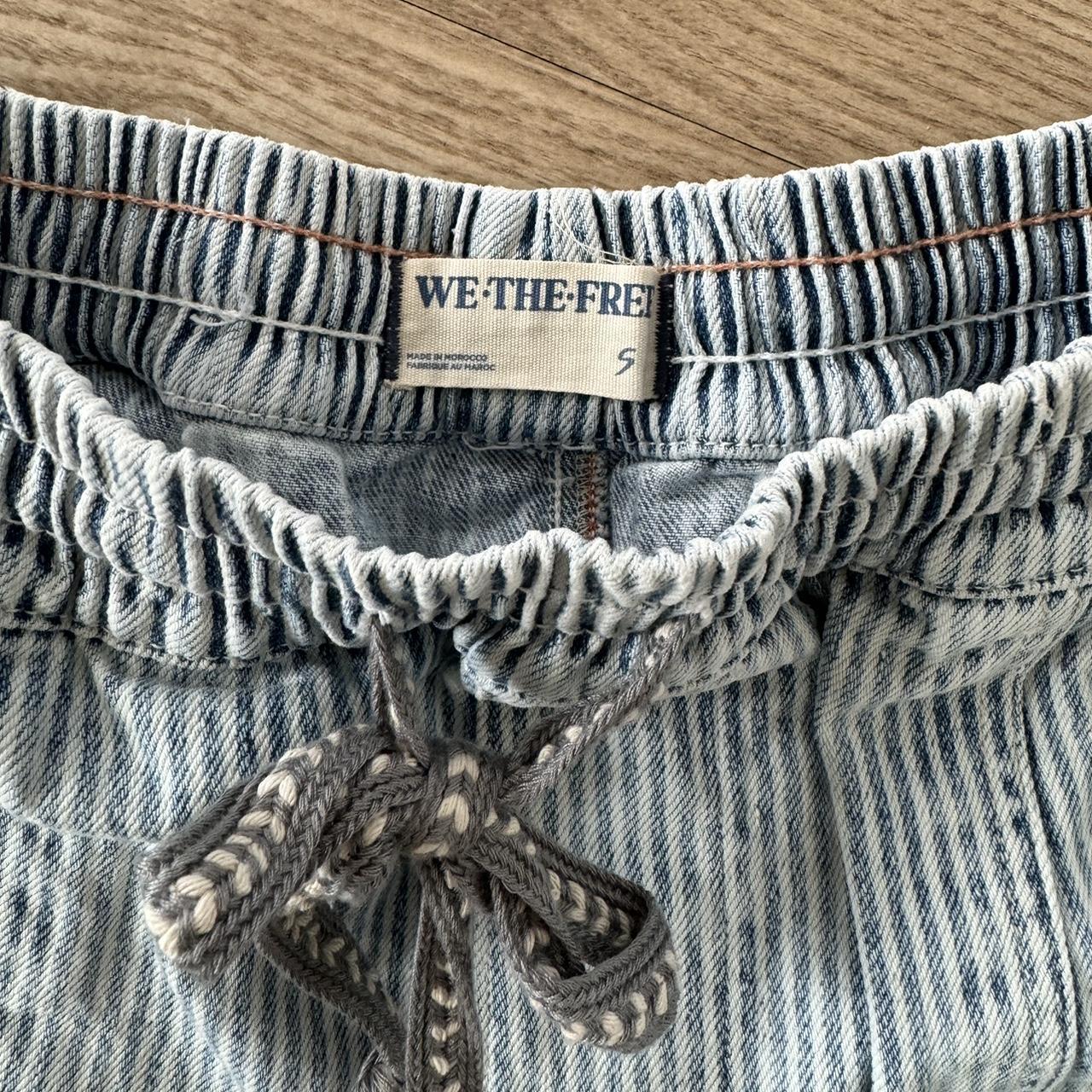 Free people baggy stripped jeans size small. Never... - Depop