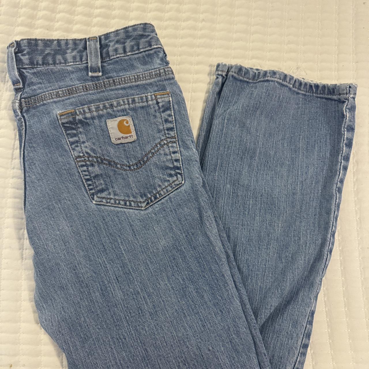 Carhartt jeans size 6x30. Distressing at the bottom... - Depop