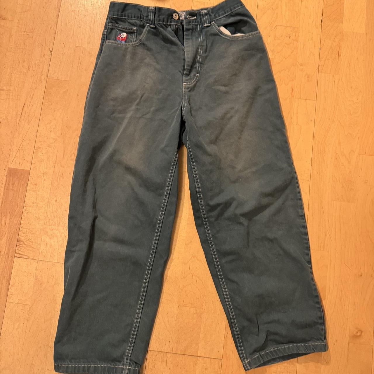 polar big boy jeans size small green and white... - Depop