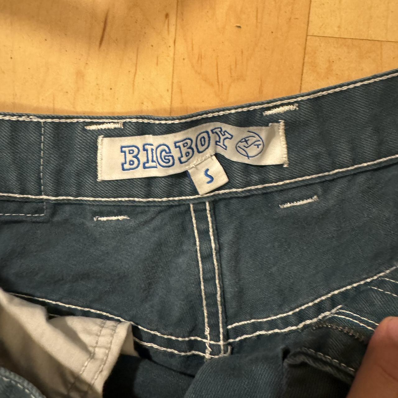 polar big boy jeans size small green and white... - Depop