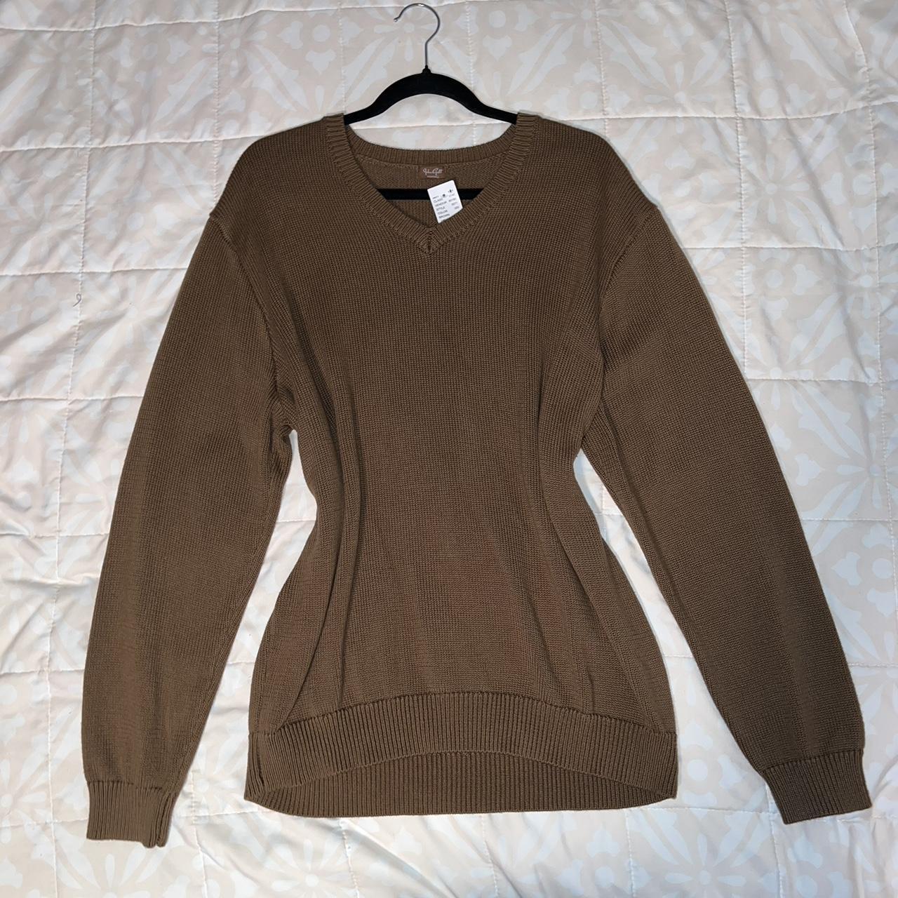 Brandy Melville Brown V Neck Knit Sweater Pullover one size