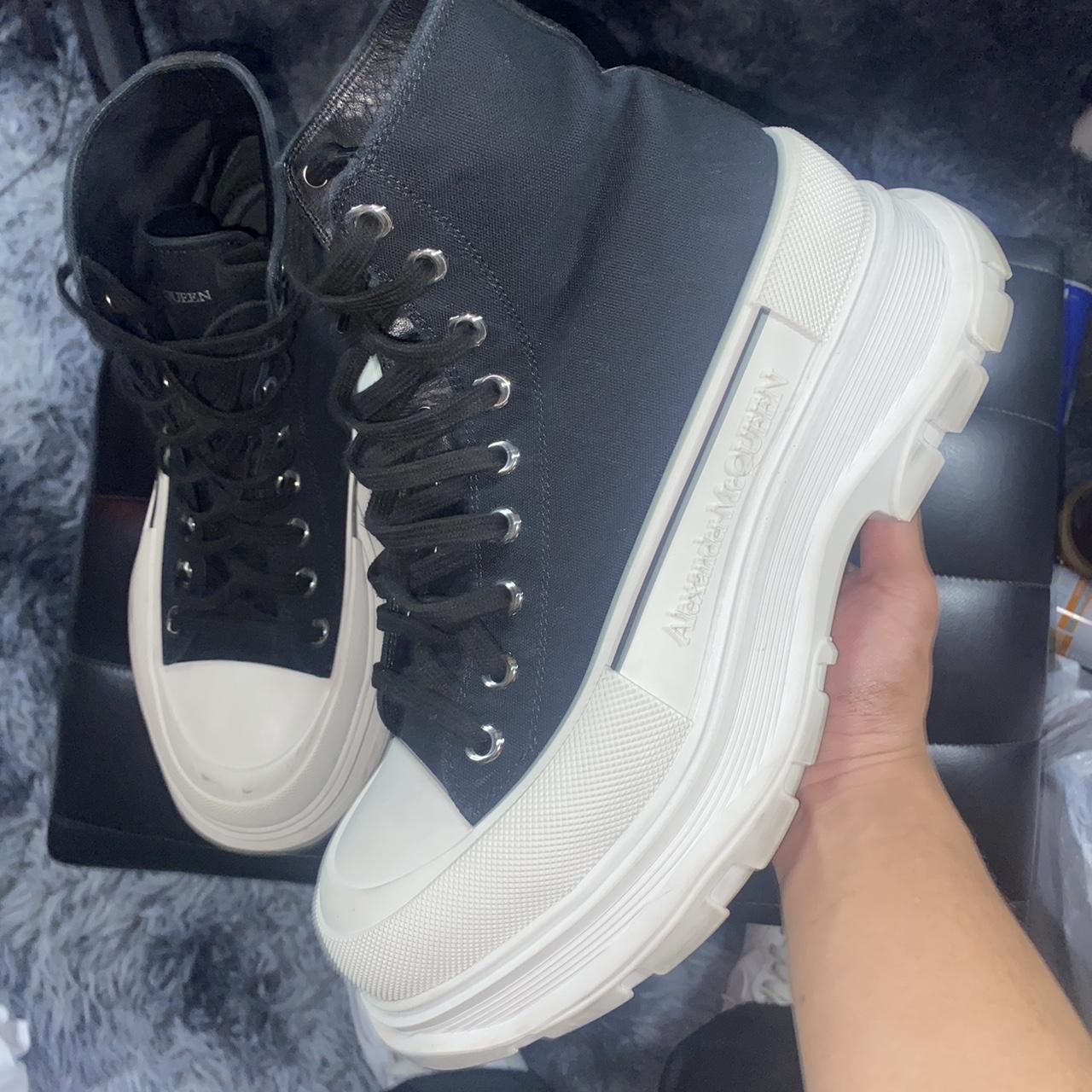 Alexander McQueen Men's Black and White Trainers | Depop