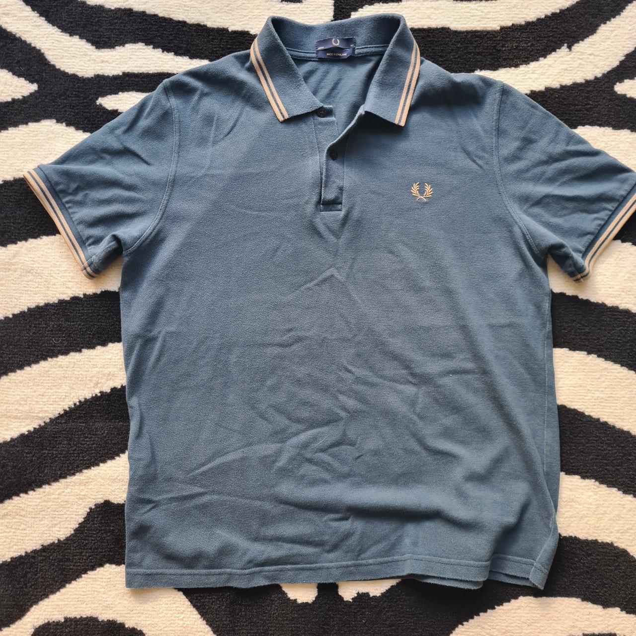 Fred Perry Men's Blue and Gold Polo-shirts | Depop