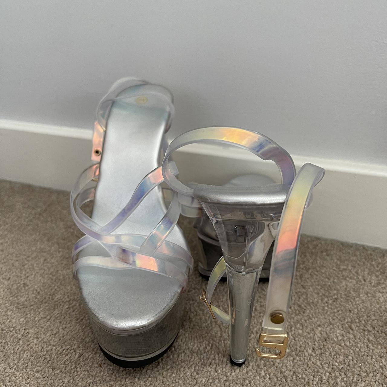 Perspex high heeled platform stripper / pleaser shoe - Depop