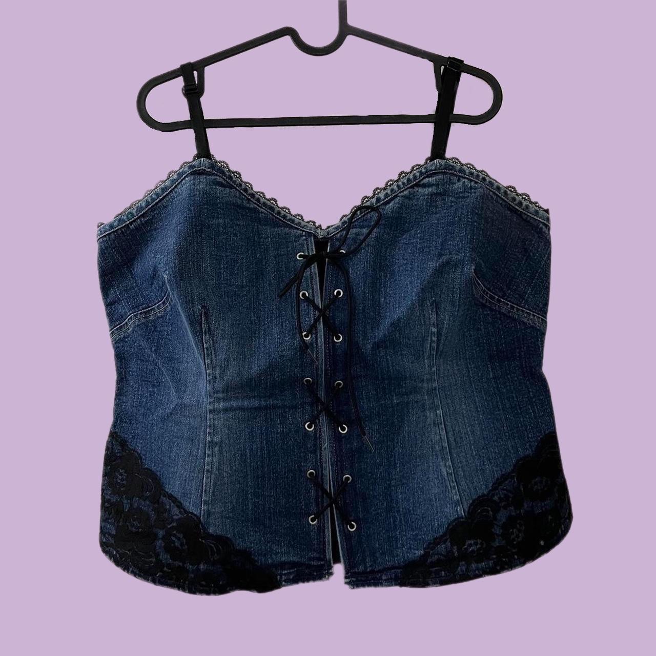 Coastal cowgirl Denim lace cami tank top Size... - Depop