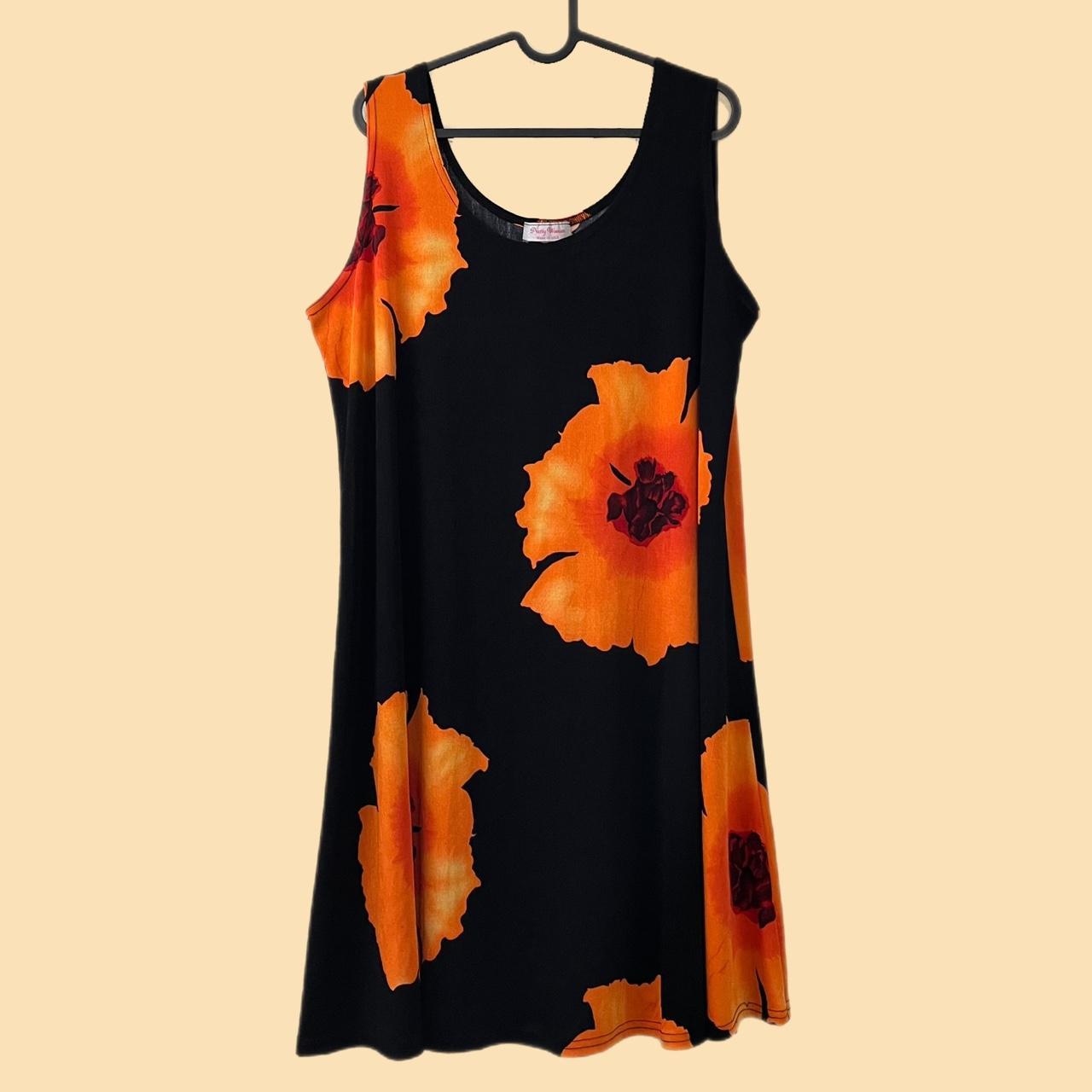 Women's Black and Orange Dress Depop