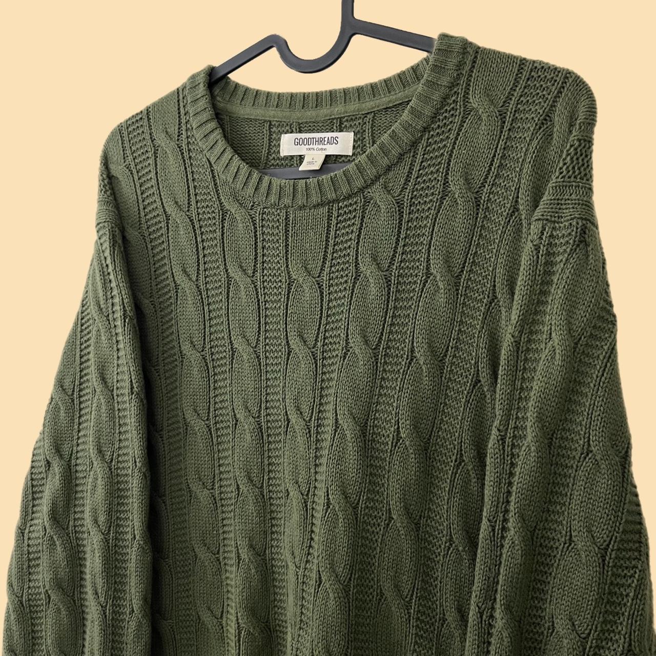 grandpa green cable knit sweater Size Large PLEASE... - Depop