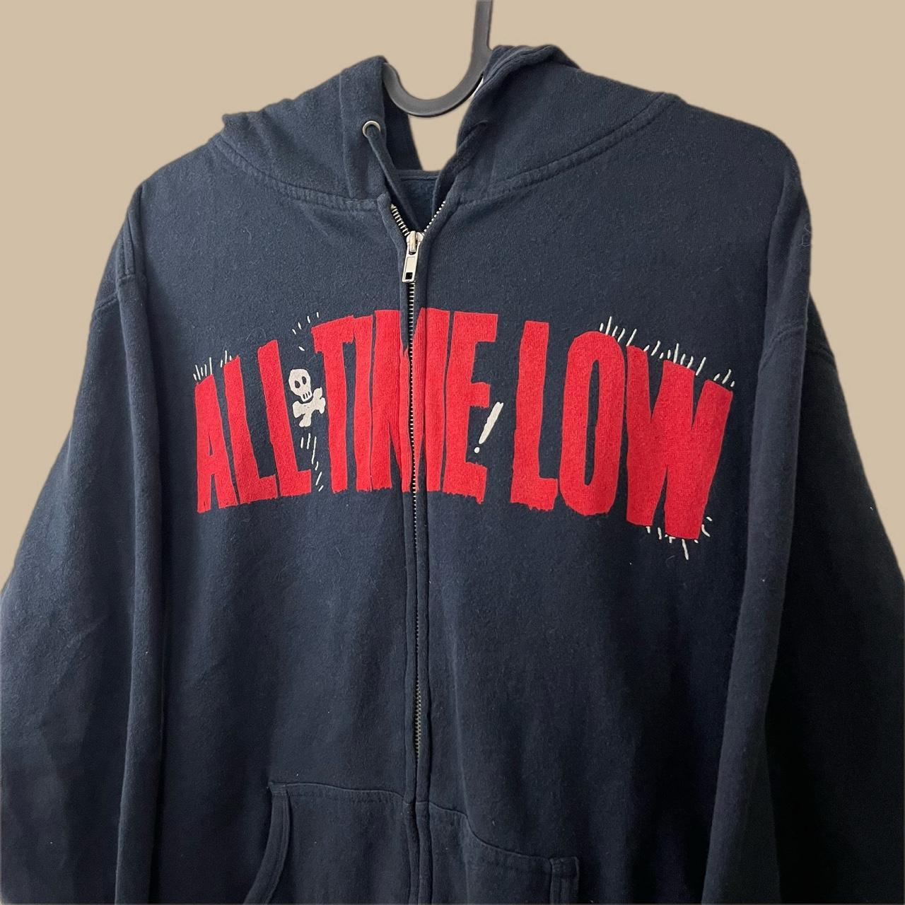 all time low band navy thin full zip hoodie Size... - Depop