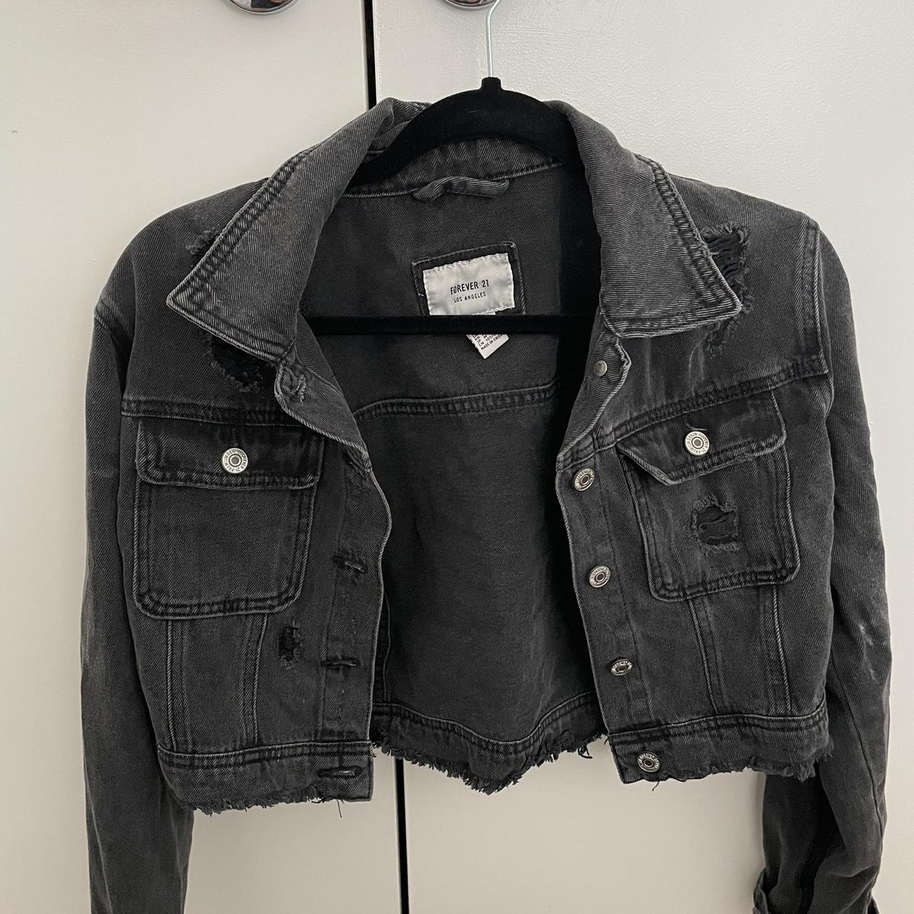 Cropped black denim jacket. Super cute for game. Depop